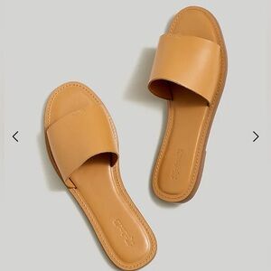 Madewell the Boardwalk Post Slide Sandal 6.5 Desert Camel